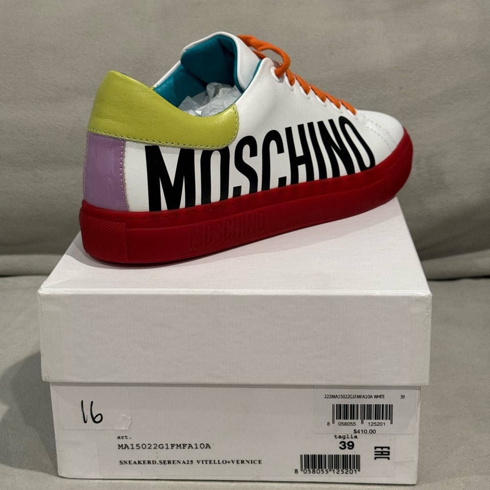 Moschino Colorful Leather Sneakers size 39 New in Box